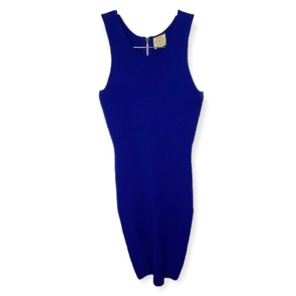 Torn by Ronny Kobo Exclusive Rib Detail Dress Royal Blue Size XS Sheath Stretch - Picture 8 of 9